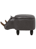 Beliani Tierhocker RHINO in Grau/Braun - (W) 60 x (H) 35 x (L) 32 cm