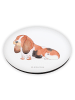 Mr. & Mrs. Panda Rund Magnet Hund Basset Hound ohne Spruch in Weiß