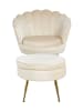 SalesFever Polsterhocker rund mit goldfarbenem Chromgestell und Samtbezug in Beige