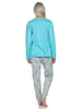 NORMANN Schlafanzug langarm Pyjama Pyjamahose Kiwi print - 86370 in türkis