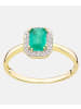 Diamant L'éternel Ring aus 375 Gelbgold mit Diamant mit Smaragd