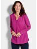GOLDNER Blusenshirt Elegantes Chiffonshirt mit Jersey-Details in beere