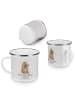 Mr. & Mrs. Panda Camping Emaille Tasse Bär Lied mit Spruch in Grau Pastell