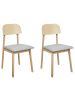 Beliani 2er-Set Esszimmerstuhl SCANDIA in Braun/Beige/Grau
