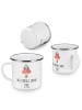 Mr. & Mrs. Panda Emaille Tasse Trennung von den Eltern mit Spruch in Weiß
