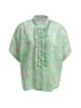 Milano Italy Oversized Bluse mit Stehkragen und Rüschen in Mint Print