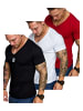 Amaci&Sons Herren 3er-Pack T-Shirts 3. EUGENE in (Rot + Schwarz + Weiß)