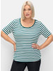 sheego T-Shirt in petrol-weiß