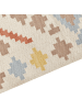 Beliani Kelim ATAN in Bunt/Beige/Blau - (W) 80 x (L) 300 cm