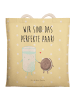 Mr. & Mrs. Panda Tote Bag Milch Keks mit Spruch in Gelb Pastell