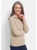 GOLDNER Kurzgröße:  Troyer-Pullover mit Reißverschluss in beige