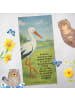 Mr. & Mrs. Panda Badehandtuch Storch Design mit Spruch in Gelb Pastell