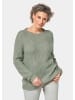 GOLDNER Kurzgröße:  Pullover in Rippenoptik und Ajourdetails in rosmarin / gemustert