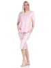 NORMANN Pyjama Schlafanzug kurzarm CapriHose und Spitze - 72685 in rosa