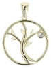 Adeliás Damen Anhänger – Lebensbaumanhänger aus 333 Gold mit Zirkonia in gold
