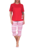 NORMANN kurzarm Capri Schlafanzug Top Leuchtturm - 72710 in rot