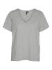 Vero Moda T-Shirt 2er-Set Basic V-Ausschnitt Top in Grau-Weiß