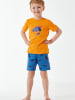 Schiesser Pyjama Boys World Organic Cotton in orange, blau