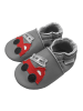 Bemesu Graue Baby-Leder-Laufschuhe, komfortabel mit rutschfester Sohle - Lastwagenmotiv