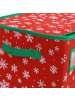 relaxdays Weihnachtskugel-Aufbewahrungsbox "Schneeflocken" in Rot/ Grün