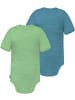 Normani Outdoor Sports 2er Set Baby Merino Body Kurzarm Tauranga in Grün/Blau