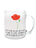 Mr. & Mrs. Panda Teetasse Glas Blume Mohnblume mit Spruch in Transparent