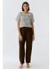 Oui T-Shirt in dk brown offwhite