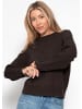 SASSYCLASSY Feinstrickpullover mit strukturierten Streifen in Braun