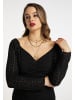 faina Damen Kleid Mit Lochstickerei in Schwarz