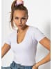 SASSYCLASSY Kurzarm Body mit V-Ausschnitt in Flieder