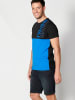 KOROSHI Kurzarm T-Shirt in blau