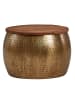 FineBuy Couchtisch in Gold / Massivholz (Recycled Wood) / 60x60x40