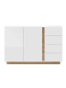Feldmann-Wohnen Sideboard Clair weiß Hochglanz / Eiche Grandson 138 / 40 / 91cm