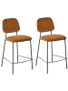 Beliani 2er-Set Barhocker DUETTE in Braun/Schwarz