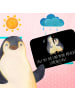 Mr. & Mrs. Panda Duschmatte Pinguin umarmen mit Spruch in Schwarz