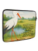 Mr. & Mrs. Panda Laptop Tasche Storch Design mit Spruch in Weiß