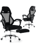 COSTWAY Ergonomischer Bürostuhl mit Verstellbarer Lendenstütze in Schwarz