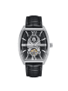 Heritor Masterson Halbskelett-Uhr mit Lederarmband in Silver/Black