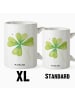 Mr. & Mrs. Panda Tasse Blume Kleeblatt ohne Spruch in Weiß