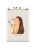 Mr. & Mrs. Panda Wandbild Igel Blumen ohne Spruch in Beige Pastell