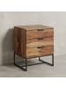 KADIMA DESIGN Nachttisch Nachtkonsole | Sheesham/Metall, 50x40x65cm, 3 Schubladen