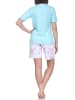 NORMANN Schlafanzug kurzarm Shorty Pyjama Schleifen Motiv in türkis