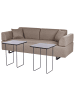 Beliani 3-Sitzer Sofa SOKNA in Braun/Schwarz - (W) 220 x (H) 81 x (L) 86 cm
