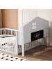 ABRIHOME Kinderbett mit Einlegeböden Stauraum Schutzgitter und Tür 140 x 200 Weiß