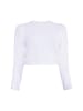 myMo Damen Strick Cropped Pullover in Weiss