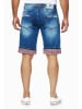 Rusty Neal Blue Used Jeans Shorts mit Karomuster "SATTO" in Blau