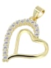 Adeliás Damen Anhänger – Herz Herzanhänger aus 925 Silber mit Zirkonia in gold