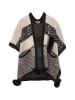 osha Damen Poncho in Wollweiss Schwarz