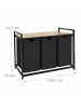 relaxdays Wäschesammler in Schwarz/ Natur - (B)109,5 x (H)73,5 x (T)33 cm