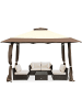 COSTWAY 4x4m Pop-up Pavillon mit Doppeldach in Braun